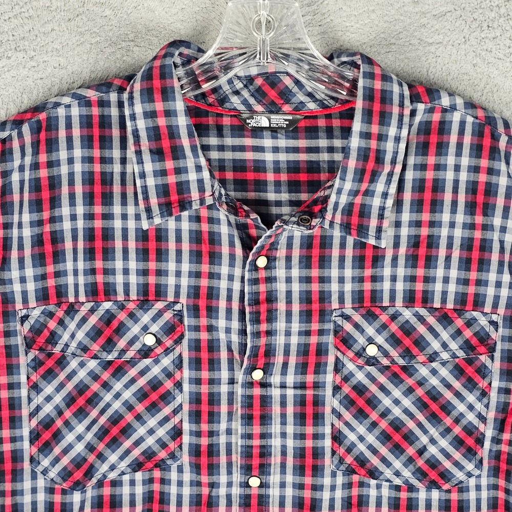The North Face Shirt Mens XXL Red Plaid Short Sleeve Snap Front CEY4 Outdoor